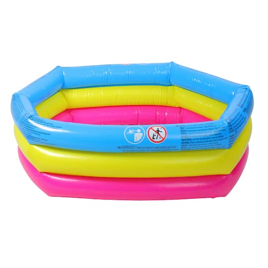 Pool Central® 30" Blue, Yellow and Pink Triple Ring Inflatable Children's Swimming Pool
